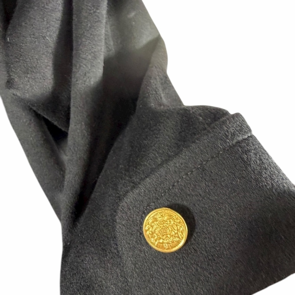 Ashley Scott Black 100% Wool Long Coat Gold Buttons Made in USA XL vintage - Picture 13 of 13